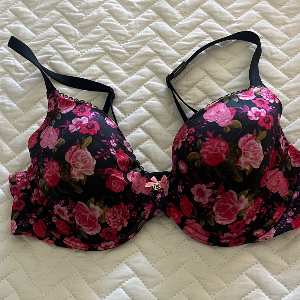 Victoria Secret Floral Contour Bra in Black & Pink - Women Intimates NWOT Sz 36C